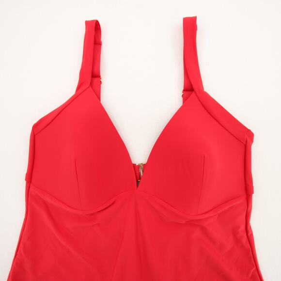 Alex Marie Tankini Swim Top Red V Neck Cutout Back Padded Bra Size Large NWT - Picture 2 of 10